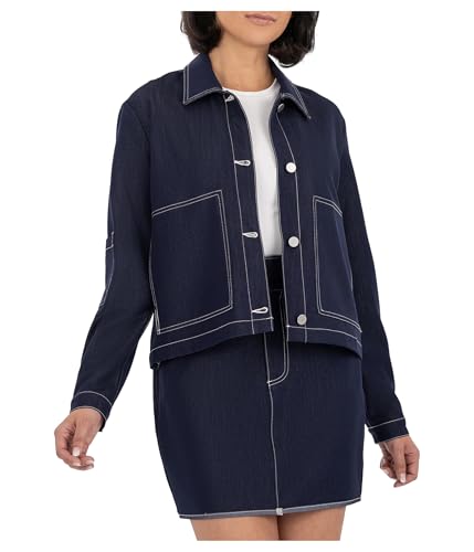 KUT from the Kloth Women's Jolene Jacket with Shirt Collar Big Patch Pocket