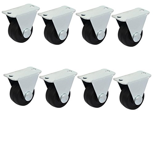 Uxcell a16122800ux1315 1-inch Diameter Rubber Single Wheel Rigid Non-Swivel Top Plate Fixed Casters 8pcs (Pack of 8)
