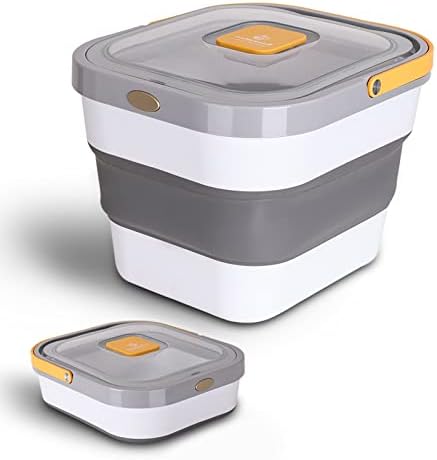 EassyHoo Dog Food Storage Container, 15lb Airtight Pet Food Container for Pets, Foldable Food Storage Bin, Yellow