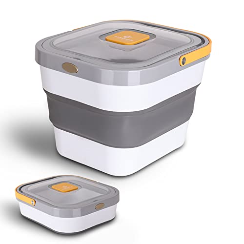 Eassyhoo Dog Food Storage Container, 13Lb Airtight Pet Food Container For Pets, Foldable Food Storage Bin For Cat Food And Bird Feed, Yellow #TOP16