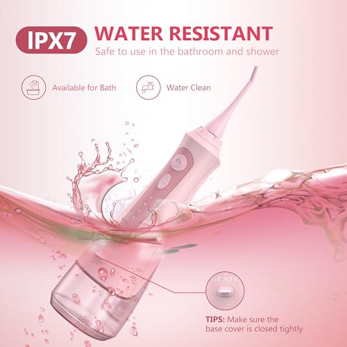 Sejoy Water Flossers for Teeth Cleaning, Water Flosser for Teeth Rechargeable Cordless, Electric Portable, 5 Cleaning Modes 8 Jet Tips, IPX7 Waterproof, 230ml, for Travel and Home