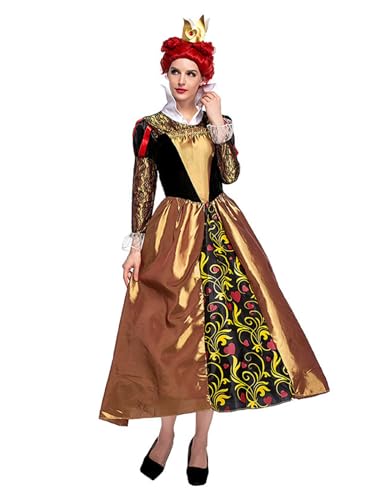 maxToonrain Königin der Herzen Kostüm für Damen, Erwachsenenkostüm, elegant, luxuriös, lange Kleider, Maxi für Welttag des Buches, Halloween,...