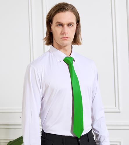 Image of KOOELLE Men's Ties Solid Pure Color Plain Neckties Formal Black Ties For Men