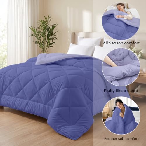 Image of AYKA Reversible Comforter 220 GSM Microfiber Reversible AC Comforter /Blanket for Winter /Quilt /Duvets for King Size Double Bed Comforter (Lavender & Blueberry, Single)