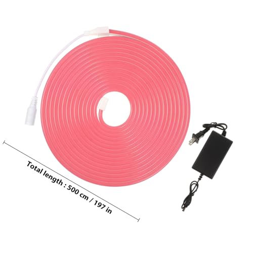 Tira de luz LED flexible 5m color rosa con enchufe US miniatura 2