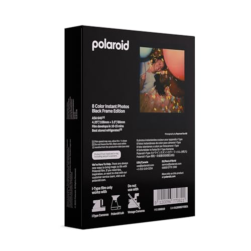 Image of Polaroid Color Film for I-Type, Black Frame Edition (6019) 8 Photos (Pack of 12)