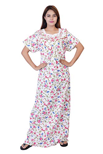 Image of Women's Cotton Block Print Knee Length Nighty