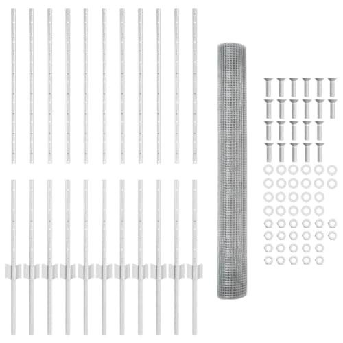 Wetterfester Zaun aus Stahl, 1 x 25 m, silber, ideal fuer Garteneinzaeunung und Terrasse