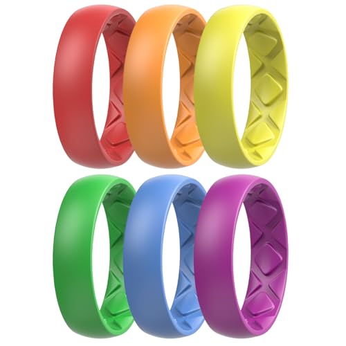Egnaro Women's Bridal Rings Sets, 6mm Wide, 2mm Thick, Silicone Wedding Rubber Band with Half Size, Inner Arc Ergonomic Breathable Design
