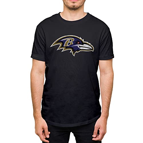 Hybrid Sports NFL - Baltimore Ravens - Distressed Team Logo - Men's and Women's Short Sleeve T-Shirt - Size Large - Baltimore Ravens - Black