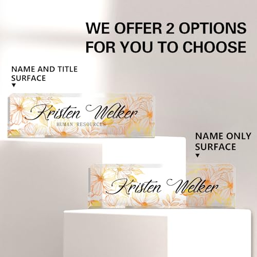 Image of Name Plate for Desk, Desk Name Plate Personalized, Office Decor for Women Men, Acrylic Desktop Accessories, Office Appreciation Gifts for Boss Social Workers Nurse Teacher Employee (White /Gold)