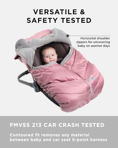 Image of 7AM Enfant Car Seat Covers - Cocoon Baby Cover for Boys & Girls, Rain & Snow Repellent, Breathable Windproof, Center Zipper, Universal Fit for Infant Car Seat (0-12M) (Metallic Lilac)