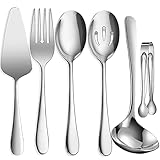 IAXSEE 6 PCS Stainless Steel Serving Utensils, Large Serving Spoons Slotted...
