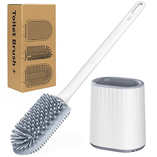 Dasbulk Silicona Escobilla de Baño, Escobillas y portaescobillas de Inodoro, Dead Corner Limpieza Profunda, Soporte de Secado Rápido, Montado en la Pared y en el Suelo Escobilla WC Cover