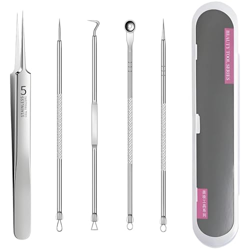Set di 5 strumenti per rimuovere i punti neri, in acciaio inox, per rimuovere i punti neri, per rimuovere efficacemente i punti neri