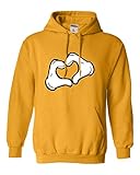 Go All Out X-Large Gold Adult Mickey Heart Hands Sweatshirt Hoodie