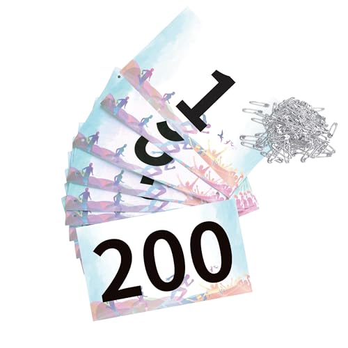 YAPJEB 1-200 Race Bibs Number Pins, Tryout Numbers for Sports, Marathon Running Events Bib Tyvek Waterproof