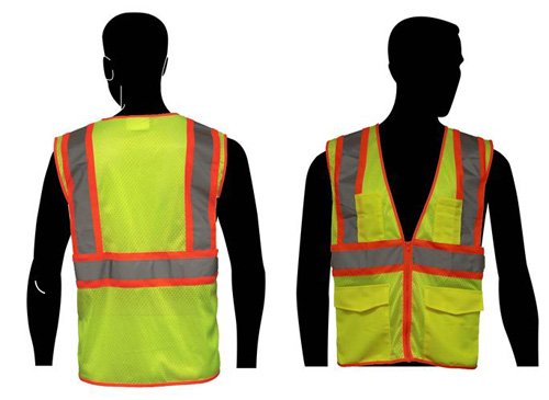 Liberty HiVizGard Polyester All Mesh Class 2 Safety Vest with 2" Wide Silver Reflective Stripes and Multiple Pockets, Medium, Fluorescent Lime Green