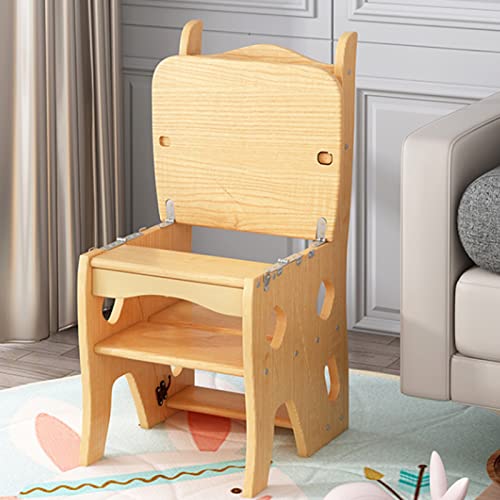 Chaise-escabeau en bois à 4 marches structure robuste renforcée 150 kg
