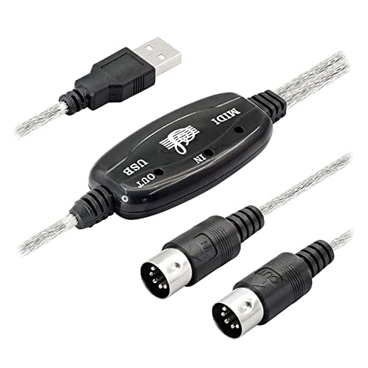 Nihcora Adaptador de Cable USB Midi, USB Tipo una Macho una Midi DIN Interfaz de Cable de Entrada y Salida de 5 Pines con Indicador LED para Teclado Musical
