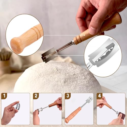 11 Pcs Sourdough Bread Baking Supplies Sourdough Starter Kit with 9"+10" Silicone Proofing Basketst And Sourdough Starter Jar for Bakers Home Baking (11, Yellow, 10Inch) by Yuyuejiao - Image 6