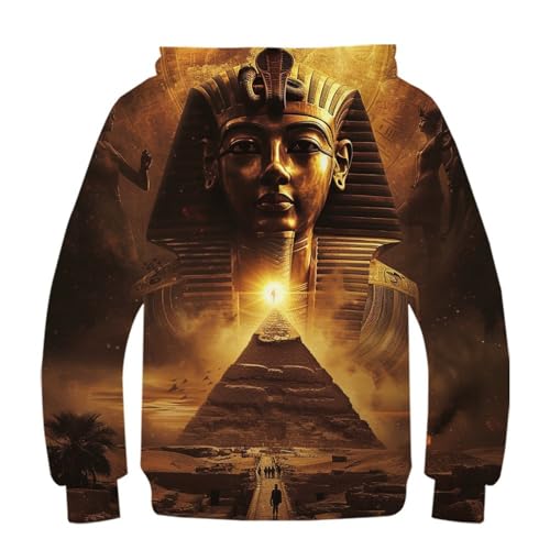 Sweatshirt Pharaon enfant 9-11 ans avec grande poche et capuche imprimée 3D
