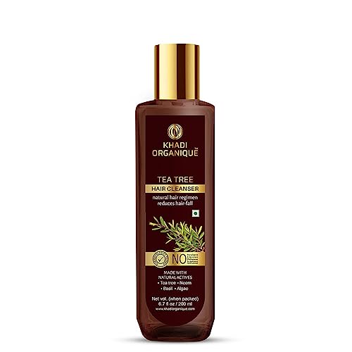 Image of Khadi Organique Tea Tree Shampoo | Herbal Anti-Dandruff Hair Cleanser | Removes Dandruff from the Source | Promotes Strong, Smooth & Healthy Hair | For Men & Women | 200 ml (Pack of 1)
