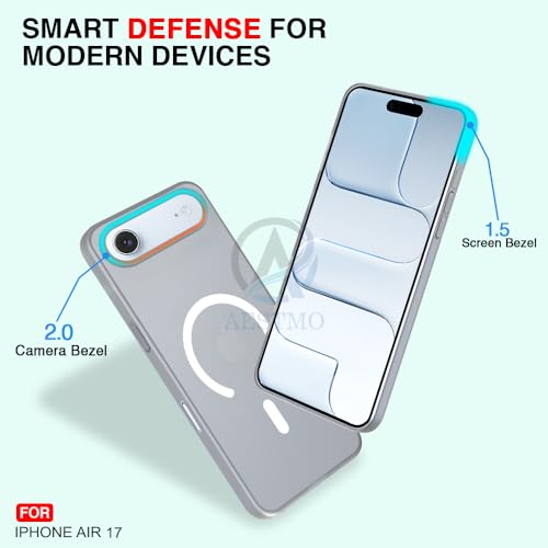 Image of AESTMO iPhone 17 Air Back Cover | Slim Hard Shell | Matte Frosted Hard Back Translucent Back Cover for iPhone 17 Air (Compatible with MagSafe Accessories, (Grey)