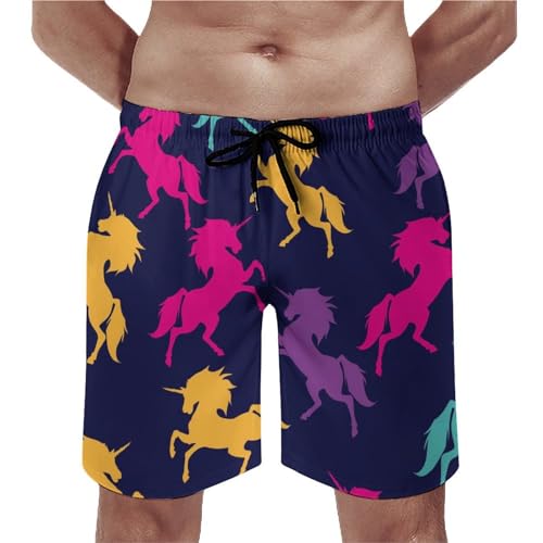 Maillot de bain séchage rapide pour homme style licorne avec poches