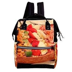 TIZORAX Vegetable Fruit Salad Diaper Backpack Large Capacity Baby Bag Multifunction Diaper Bags Travel Mom Backpack for Baby Care