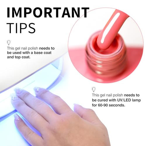 Image of CANNI 9ml Grapefruit Pink Gel Nail Polish, High Gloss UV LED Soak Off Gel