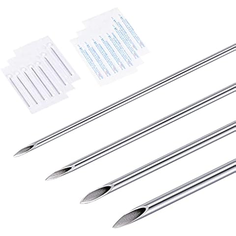 Niusiman 50PCS Mixed Body Piercing Needles, 12G 14G 16G 18G 20G Stainless Steel Sterile Disposable Ear Nose Navel Nipple Lip Piercing Needles Cover