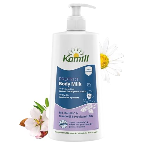 Kamill Body Milk Protect 500 ml – natürliche Körpercreme mit Bio-Kamille, Mandelöl & Provitamin B5 – Hautpflege ohne Mikroplastik für trockene Haut