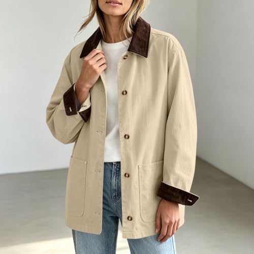 moolBeko Womens Barn Jacket with Corduroy Collar Fall Utility Chore Jacket - image 2