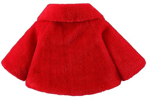 SEAUR Baby Girls Faux Fur Warm Cloak Coat Cute Winter Furry Cape Jacket Fluffy Plush Fleece Outwear with Bowknot2