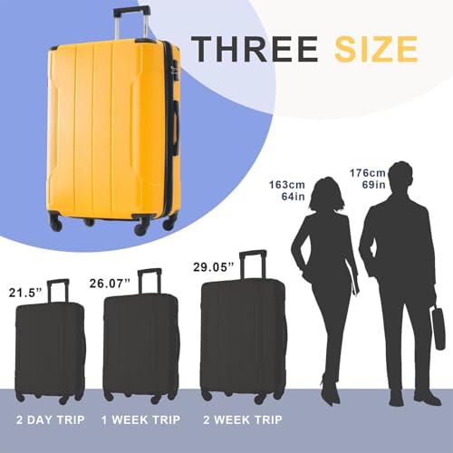 image for Merax Suitcases With Wheels Hardside Luggage Sets 3 Piece, Expandable 