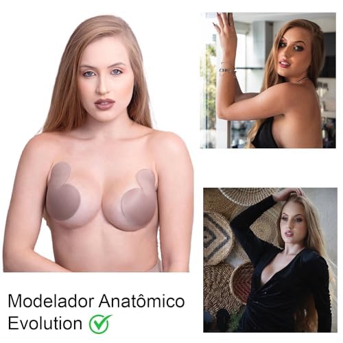 Sutiã Adesivo Modelador de Seios Evolution Adereup: Levanta e Junta (BR, Alfa, G, Regular, Bege)