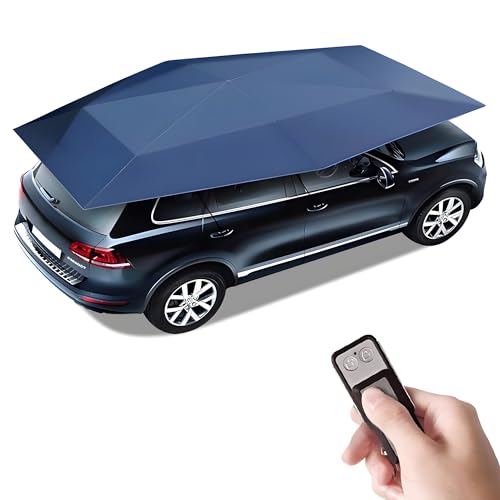 Car Sunshade Umbrella with Remote Y-Frame Stable Structure Heat Reduction up to 67F Universal Car Covers UV Protection for Cars SUVs Trucks (Navy Blue)