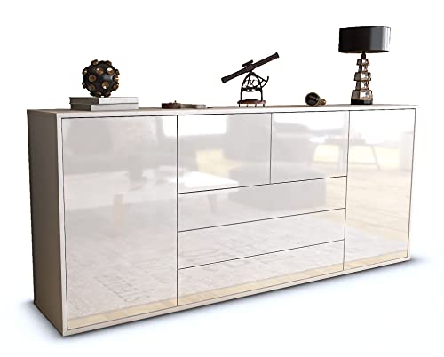 Stil.Zeit Sideboard Abraham, Korpus Weiss matt, Front Hochglanz-Design...