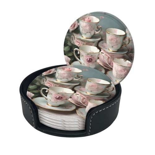 Tasses à thé avec roses imprimées romantiques en polyuréthane résistant - 3