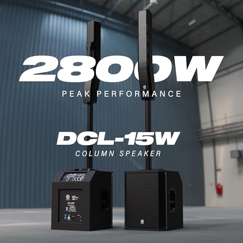 Image of DIGIMORE 2800W Portable Column Line-Array with 15 inch Powered Subwoofer | Bluetooth v5.4 & TWS | 4 DSP Modes | 2 XLR /6.35mm Input Ports | Ideal for DJ, Live Events & Performances (DCL-15W)