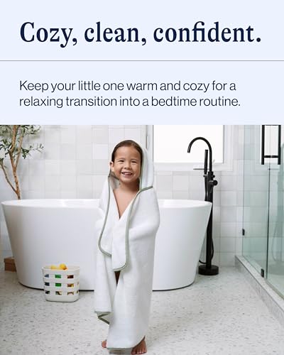 Image of Lalo The Hooded Towel & Washcloth Set, 100% Organic Cotton, Soft on Sensitive Skin, Durable & Absorbent, Machine Washable, Includes One Baby Towel and Two Washcloths - Sage