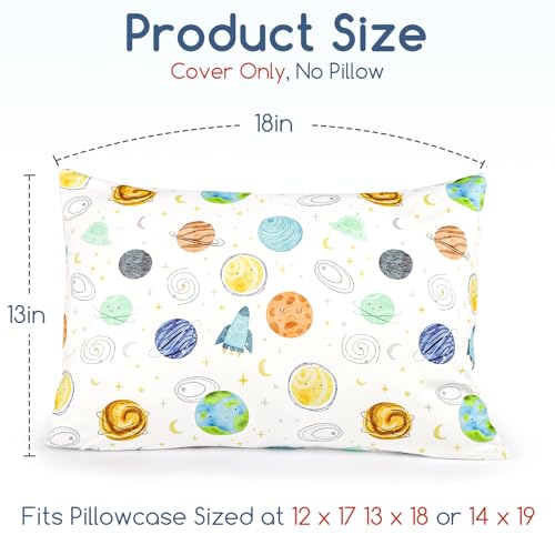 Image of ManFaiSky 2 Pack Toddler Pillowcase, 13x18 Toddler Pillow Cases with Envelope Closure, Soft & Comfortable Travel Pillow Case Cover Boys Girls, Planets