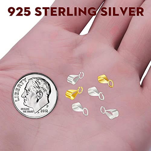 10Pcs 18K Gold Plated 925 Sterling Silver Slider Pendant Clasp For Necklace,Bails For Jewelry Making Pendant Bail Connector With Closed Loop Made In Italy #TOP5