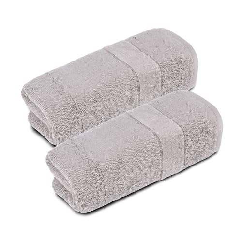Melissa Linen 820GSM Luxury Fingertip Towels Set of 2 (12x20 Inches) 100% Turkish Cotton Premium Small Hand Towels for Bathroom Spa & Hotel Ultra Absorbent & Thick Light Grey