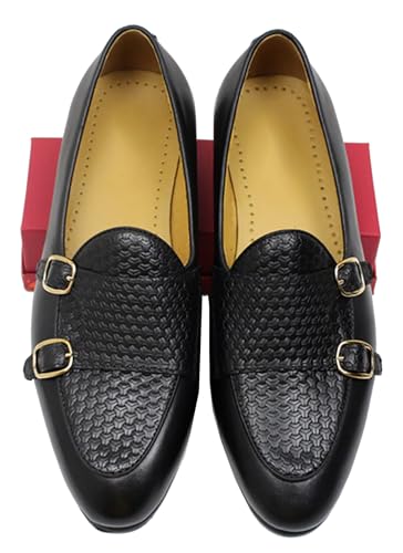 Santimon Men's Loafers Slip On Dress Casual Prom Shoes Genuine Leather Monk Strap Penny Loafers Mens Fashion Wedding Tuexdo Business Formal Suit Loafer Comfortable Walking Shoes4