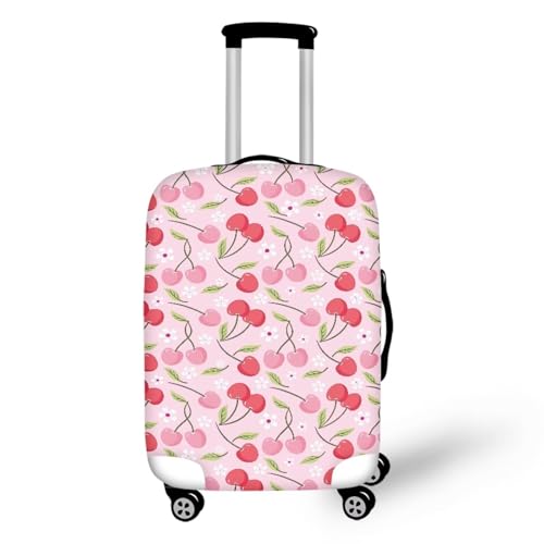 Uasibuni Cute Cherry Pattern Luggage Cover for Women & Girls Travel Luggage Protector Suitcase Cover Pink