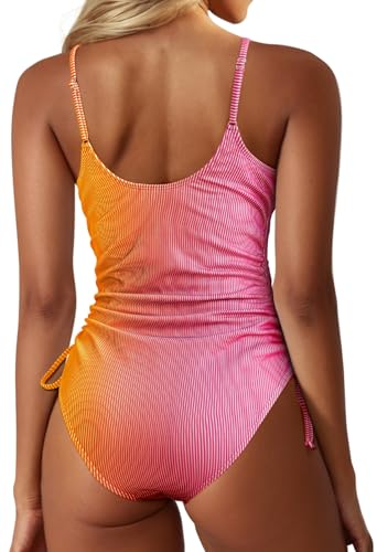 Viottiset Women's Ruched Drawstring One Piece Swimsuit Tummy Control High Cut 2025 Bathing Suit3