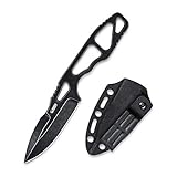 Kubey 7.62 TAG KB282 Fixed Blade EDC Work Knife - Full Tang Neck Knife with 3.15” Black Stone Wash Drop Point Blade and Kydex Sheath Good for Hiking Hunting and Outdoor Use