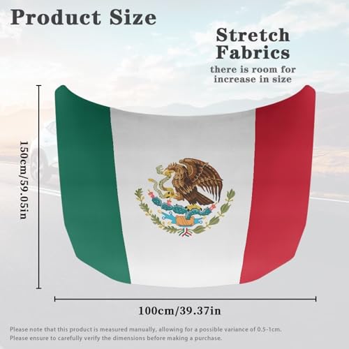 Image of Mexican Flag Car Hood Cover Polyester Elastic Fabrics Washable Suitable for Large SUV and Pickup Trucks 39x59in